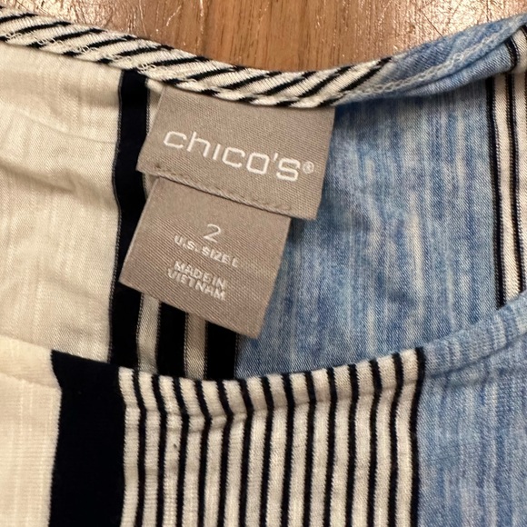 Chicos Women's Blue Striped Tunic Blouse Top Size 2 Large - Picture 6 of 7